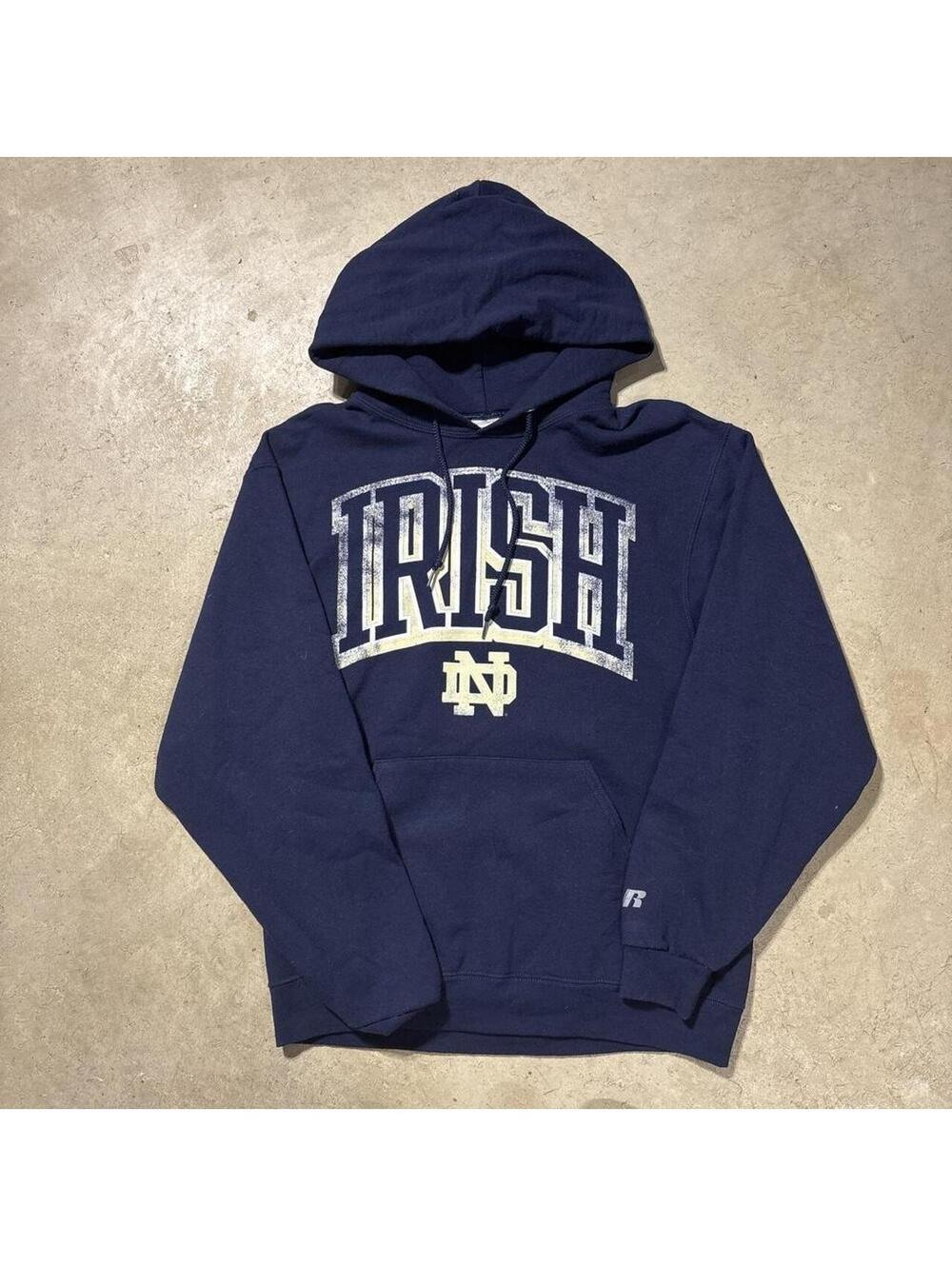 Vintage Y2K Notre Dame Fighting Irish Russell Hoodie Mens M Navy NCAA